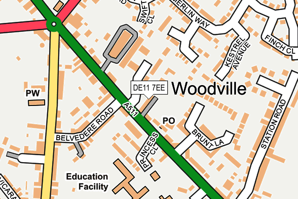 DE11 7EE map - OS OpenMap – Local (Ordnance Survey)