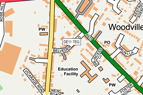 DE11 7EQ map - OS OpenMap – Local (Ordnance Survey)