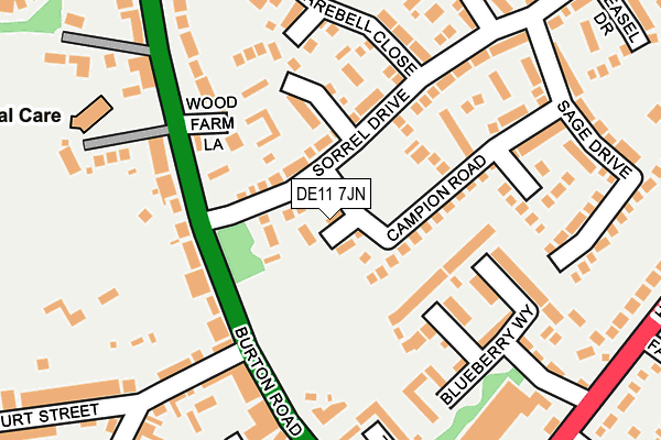DE11 7JN map - OS OpenMap – Local (Ordnance Survey)