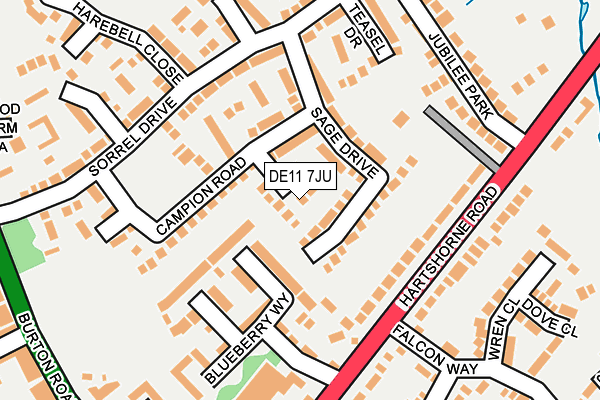DE11 7JU map - OS OpenMap – Local (Ordnance Survey)
