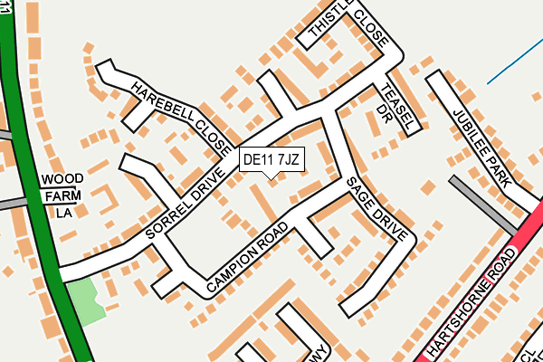 DE11 7JZ map - OS OpenMap – Local (Ordnance Survey)