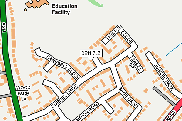 DE11 7LZ map - OS OpenMap – Local (Ordnance Survey)