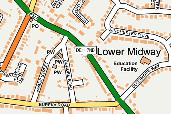 DE11 7NB map - OS OpenMap – Local (Ordnance Survey)
