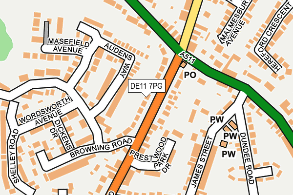 DE11 7PG map - OS OpenMap – Local (Ordnance Survey)