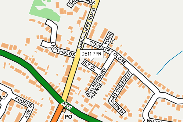 DE11 7PR map - OS OpenMap – Local (Ordnance Survey)