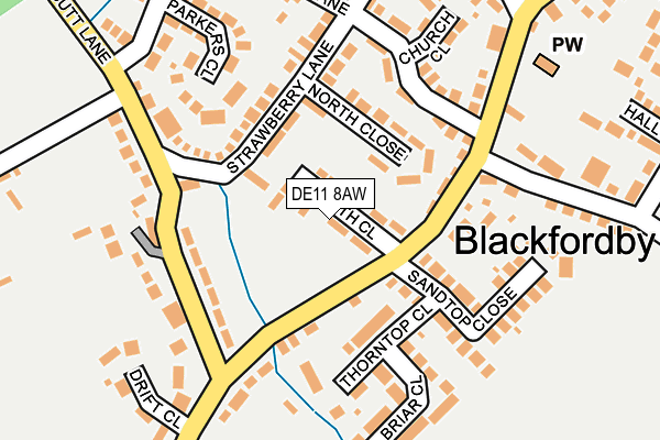 DE11 8AW map - OS OpenMap – Local (Ordnance Survey)