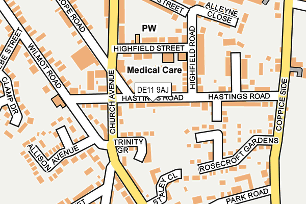 DE11 9AJ map - OS OpenMap – Local (Ordnance Survey)