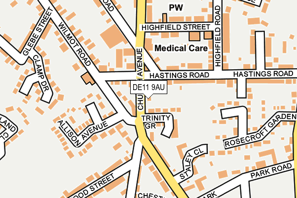 DE11 9AU map - OS OpenMap – Local (Ordnance Survey)