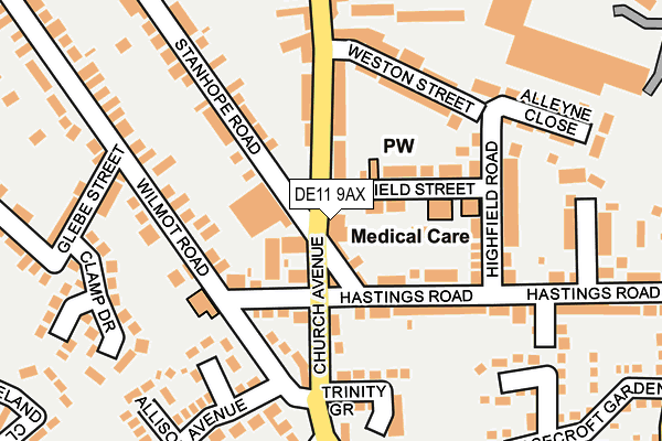 DE11 9AX map - OS OpenMap – Local (Ordnance Survey)