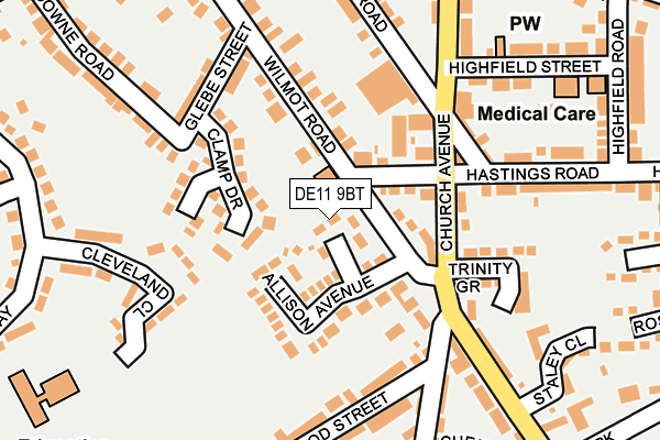 DE11 9BT map - OS OpenMap – Local (Ordnance Survey)