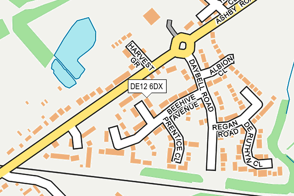 DE12 6DX map - OS OpenMap – Local (Ordnance Survey)