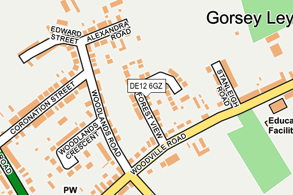 DE12 6GZ map - OS OpenMap – Local (Ordnance Survey)