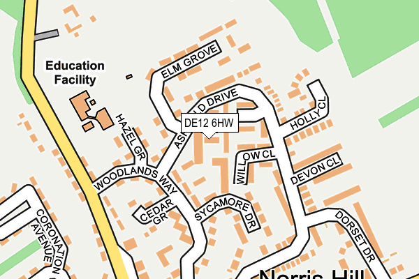 DE12 6HW map - OS OpenMap – Local (Ordnance Survey)