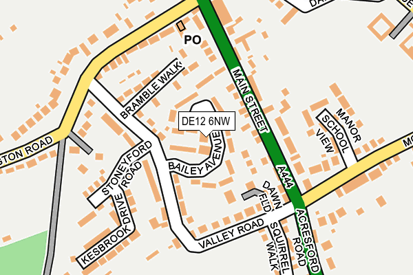 DE12 6NW map - OS OpenMap – Local (Ordnance Survey)