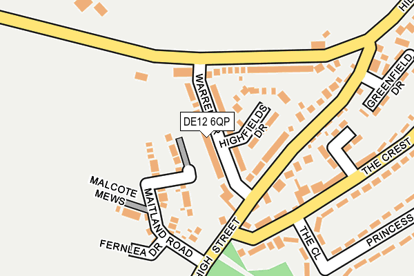 DE12 6QP map - OS OpenMap – Local (Ordnance Survey)