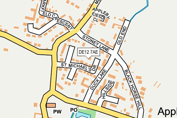 DE12 7AE map - OS OpenMap – Local (Ordnance Survey)