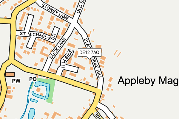 DE12 7AQ map - OS OpenMap – Local (Ordnance Survey)