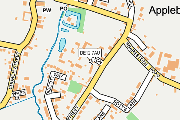 DE12 7AU map - OS OpenMap – Local (Ordnance Survey)