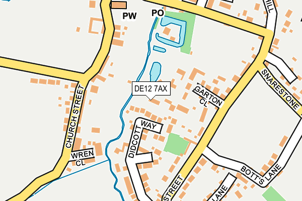 DE12 7AX map - OS OpenMap – Local (Ordnance Survey)