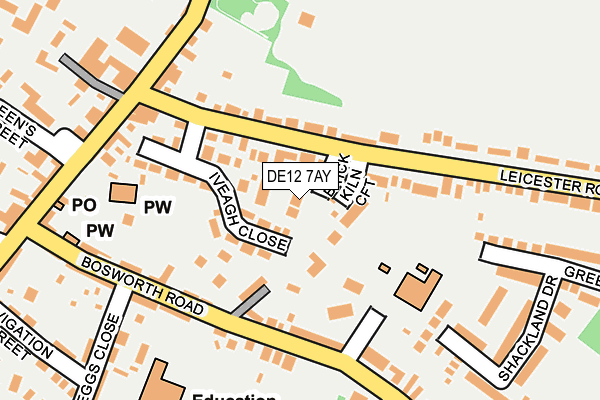 DE12 7AY map - OS OpenMap – Local (Ordnance Survey)
