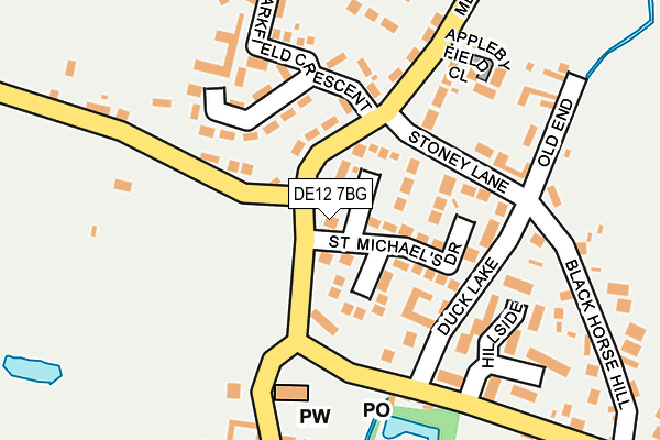 DE12 7BG map - OS OpenMap – Local (Ordnance Survey)