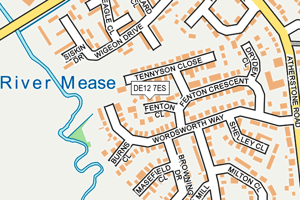 DE12 7ES map - OS OpenMap – Local (Ordnance Survey)