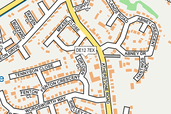 DE12 7EX map - OS OpenMap – Local (Ordnance Survey)