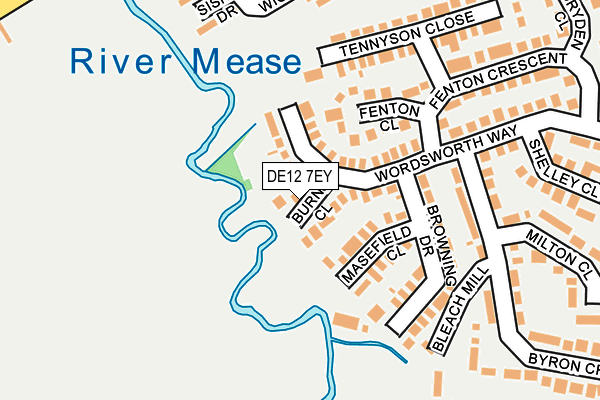 DE12 7EY map - OS OpenMap – Local (Ordnance Survey)