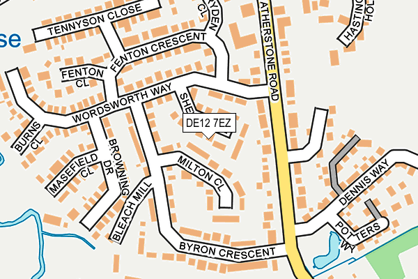 DE12 7EZ map - OS OpenMap – Local (Ordnance Survey)