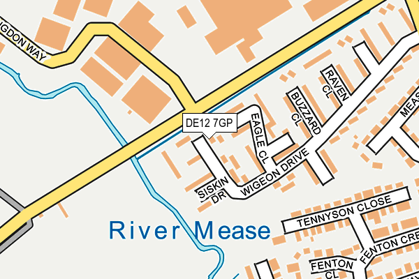 DE12 7GP map - OS OpenMap – Local (Ordnance Survey)