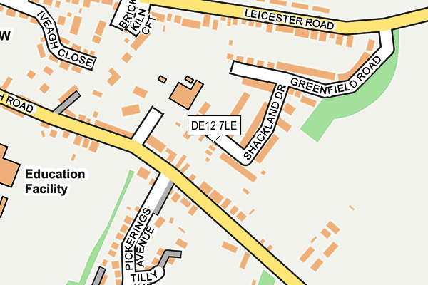 DE12 7LE map - OS OpenMap – Local (Ordnance Survey)