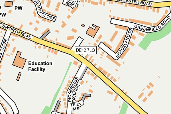 DE12 7LQ map - OS OpenMap – Local (Ordnance Survey)