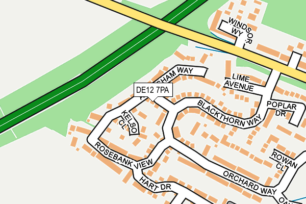 DE12 7PA map - OS OpenMap – Local (Ordnance Survey)