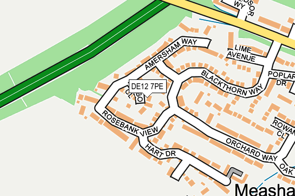 DE12 7PE map - OS OpenMap – Local (Ordnance Survey)