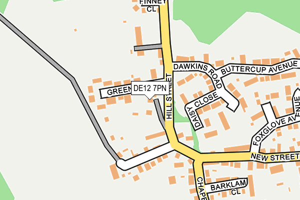 DE12 7PN map - OS OpenMap – Local (Ordnance Survey)