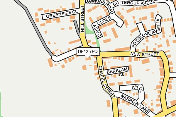 DE12 7PQ map - OS OpenMap – Local (Ordnance Survey)