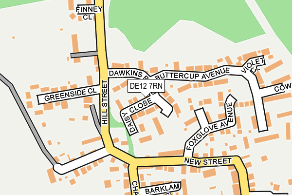 DE12 7RN map - OS OpenMap – Local (Ordnance Survey)