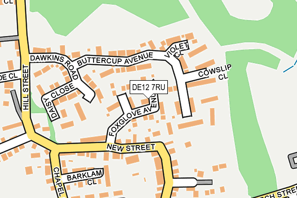 DE12 7RU map - OS OpenMap – Local (Ordnance Survey)