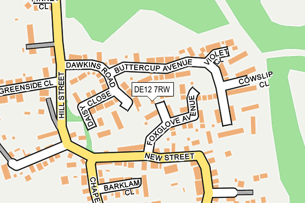 DE12 7RW map - OS OpenMap – Local (Ordnance Survey)