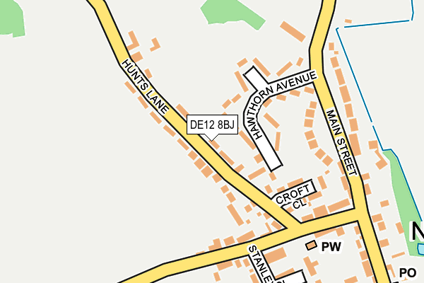 DE12 8BJ map - OS OpenMap – Local (Ordnance Survey)