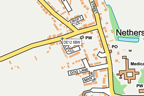 DE12 8BW map - OS OpenMap – Local (Ordnance Survey)