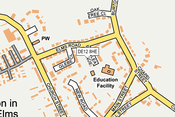 DE12 8HE map - OS OpenMap – Local (Ordnance Survey)