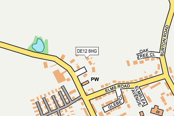 DE12 8HG map - OS OpenMap – Local (Ordnance Survey)