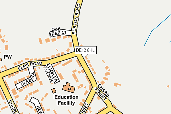 DE12 8HL map - OS OpenMap – Local (Ordnance Survey)