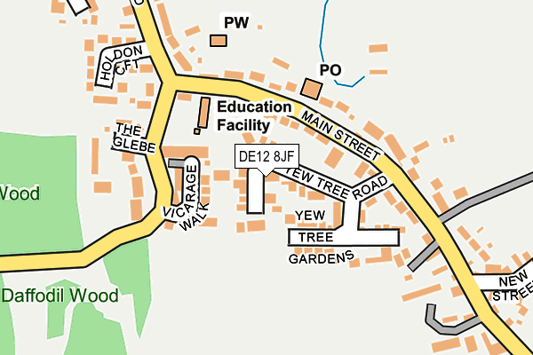DE12 8JF map - OS OpenMap – Local (Ordnance Survey)