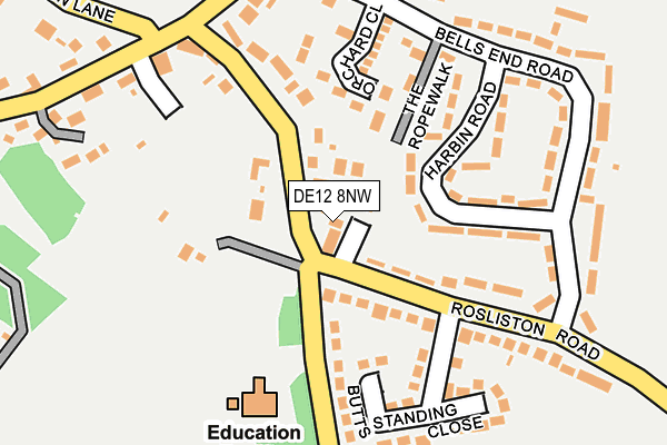 DE12 8NW map - OS OpenMap – Local (Ordnance Survey)