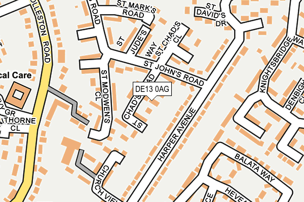 DE13 0AG map - OS OpenMap – Local (Ordnance Survey)