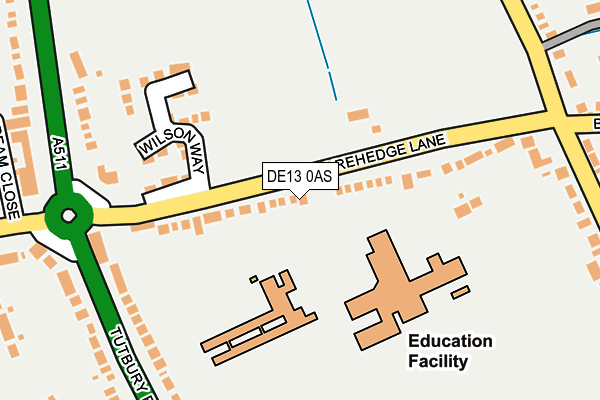 DE13 0AS map - OS OpenMap – Local (Ordnance Survey)
