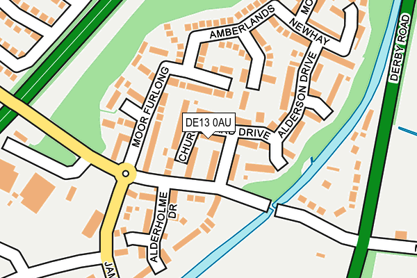 DE13 0AU map - OS OpenMap – Local (Ordnance Survey)