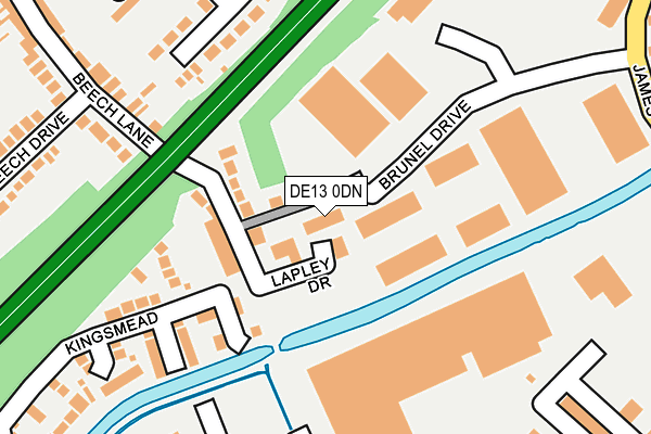 DE13 0DN map - OS OpenMap – Local (Ordnance Survey)